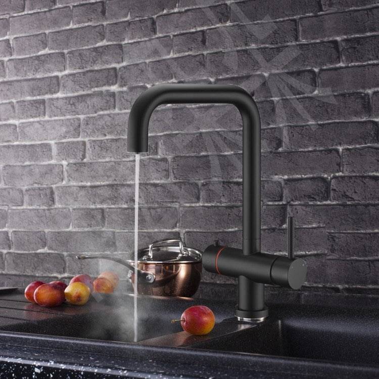 Matt Black Instant Boiling Hot Water Tap Kitchen Water Heater Faucet